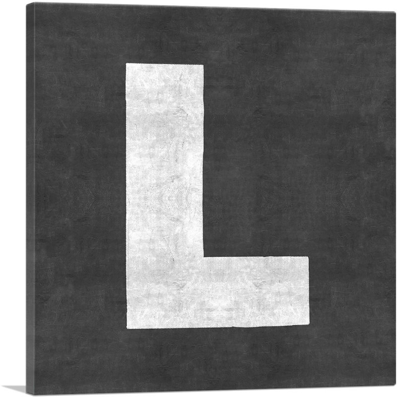 Tableau noir, lettre L - impression sur toile tendue, H 26 po x l 26 po x P 1,5 po