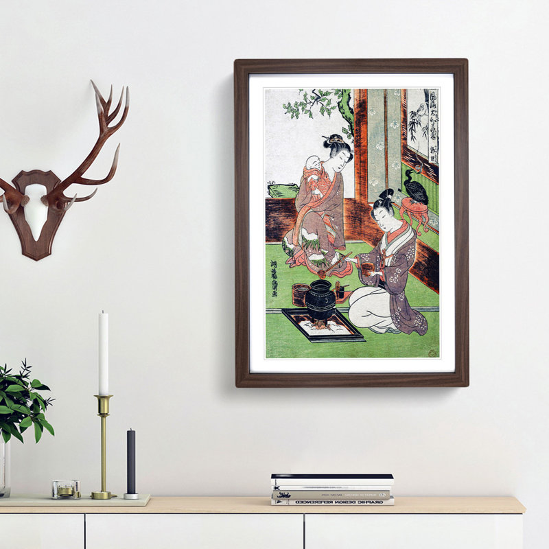 Guo Zhu by Isoda Koryusai - Picture Frame Painting Print, 48cm H x 36cm W x 2cm D, Walnut Framed