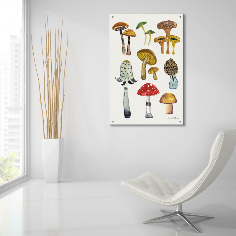 Art mural en verre épique «Forest Mushroom 2 C» par Farida Zaman, 24 po x 36 po, H 36 po x l 24 po