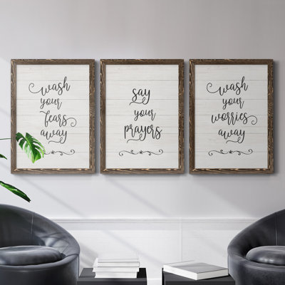 «Say Your Prayers», ensemble de 3 encadrements d'art textuel sur toile