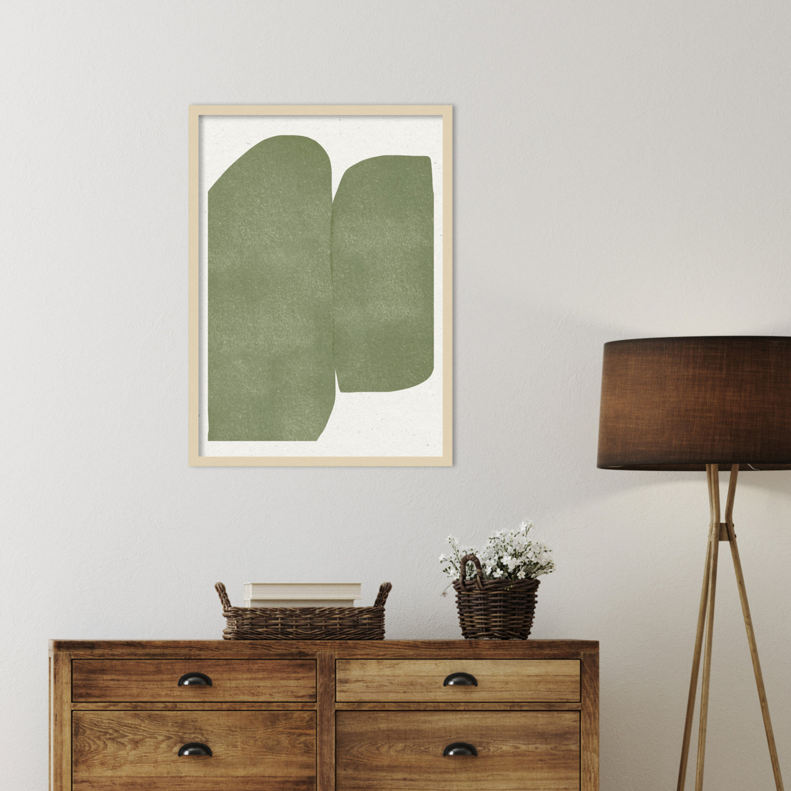 Rooney "Green Paper Cut Modern" Print, Brown, 33" H x 24" W