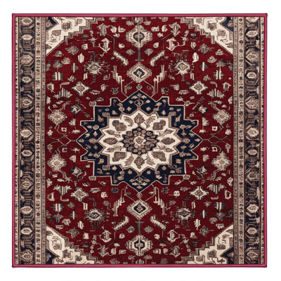 Machine Washable Persian Red Area Rug