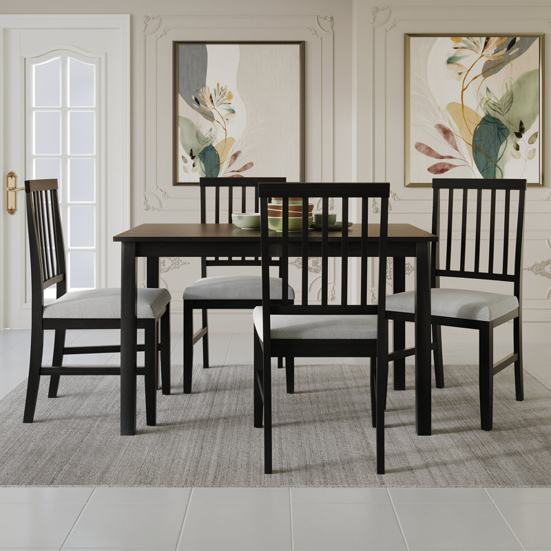 Ensemble de salle à manger Nivens, 5 pièces: table, 4 chaises, Noir, noir, noir, noir