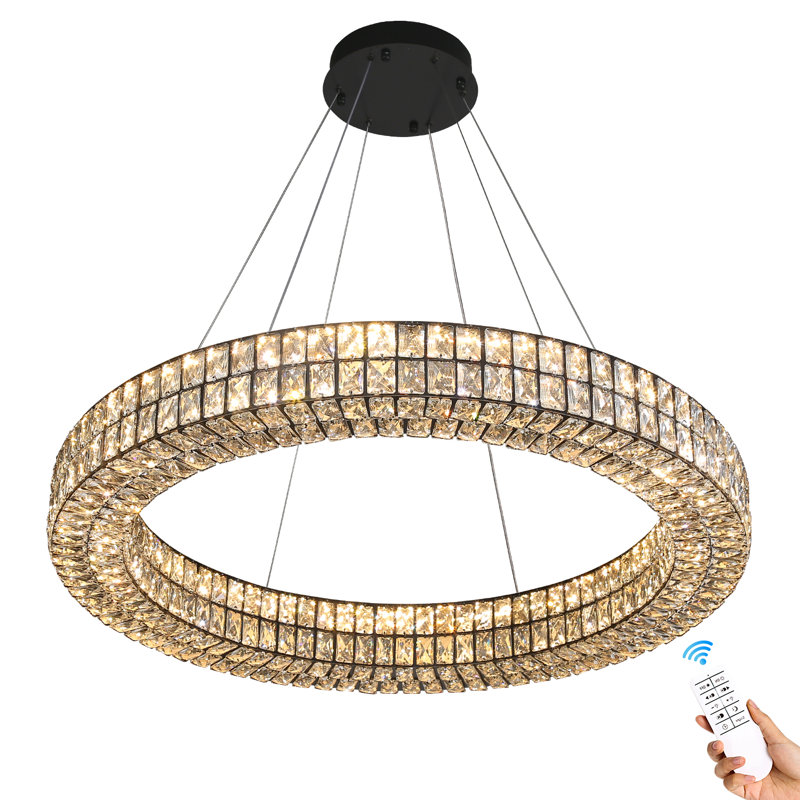Luminaire suspendu en cristal 1 lumière DEL en acier inoxydable Sureya