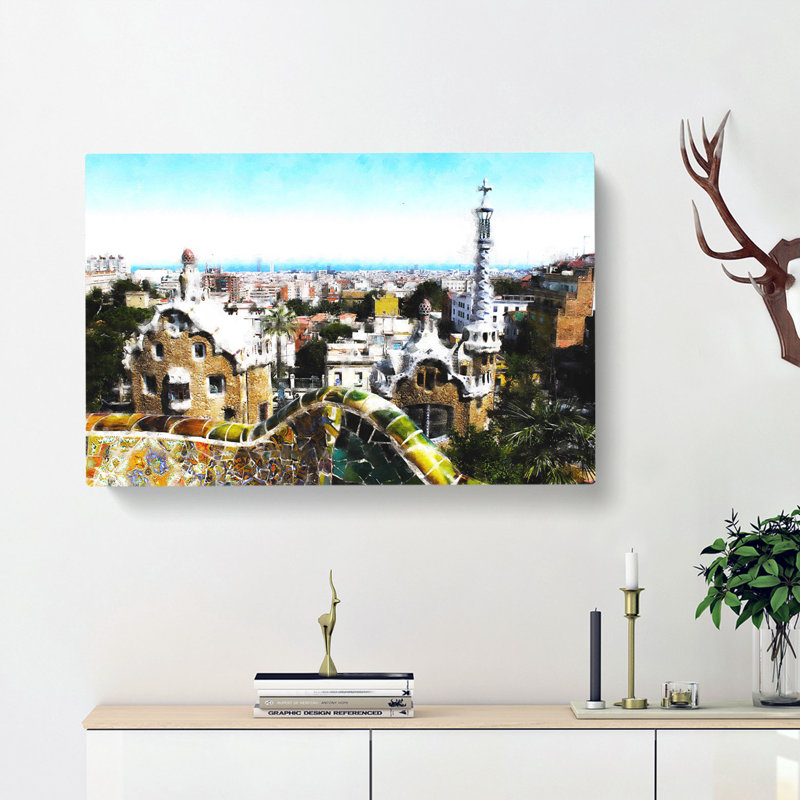 Parc Guell Gaudi In Barcelona Spain - Wrapped Canvas Painting, 60cm H x 91cm W x 3cm D