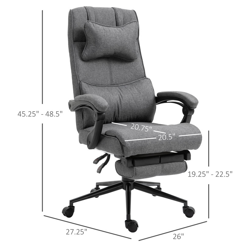 Gray High Back Swivel Fabric Task Chair with Headrest