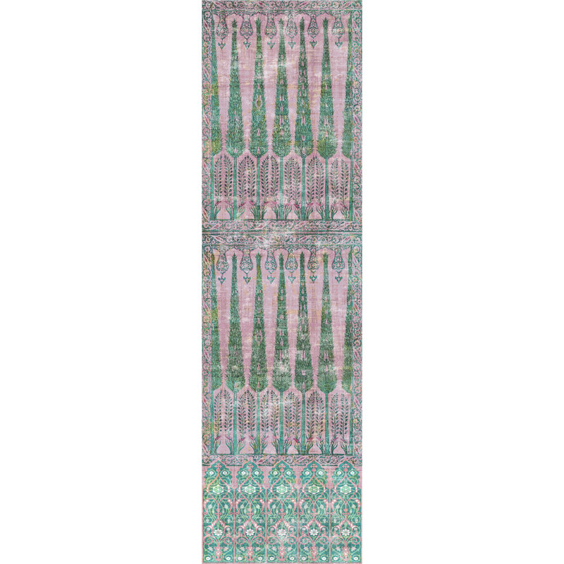 Panneau de papier peint avec repose-pieds L 12 pi x l 34 po Topkapi, Vert rose