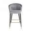 Tabouret contemporain à hauteur de comptoir rembourré en velours avec capitonnage à canaux profonds et pieds en métal doré