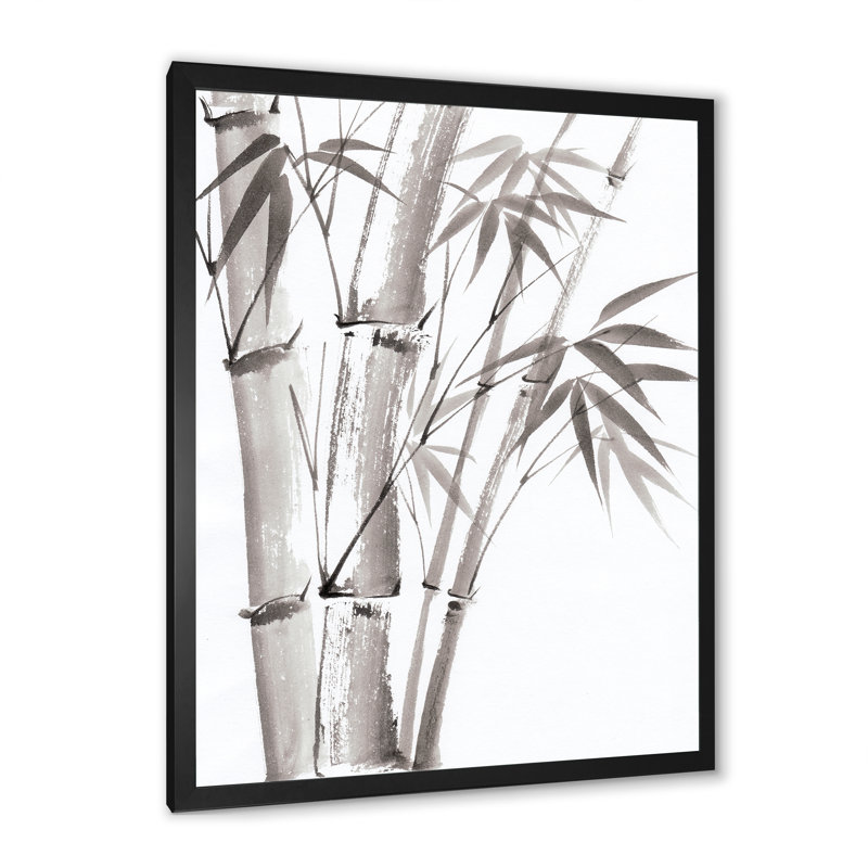 Palmier en bambou - III sur toile, H 32 po x l 24 po x P 1 po, Cadre noir