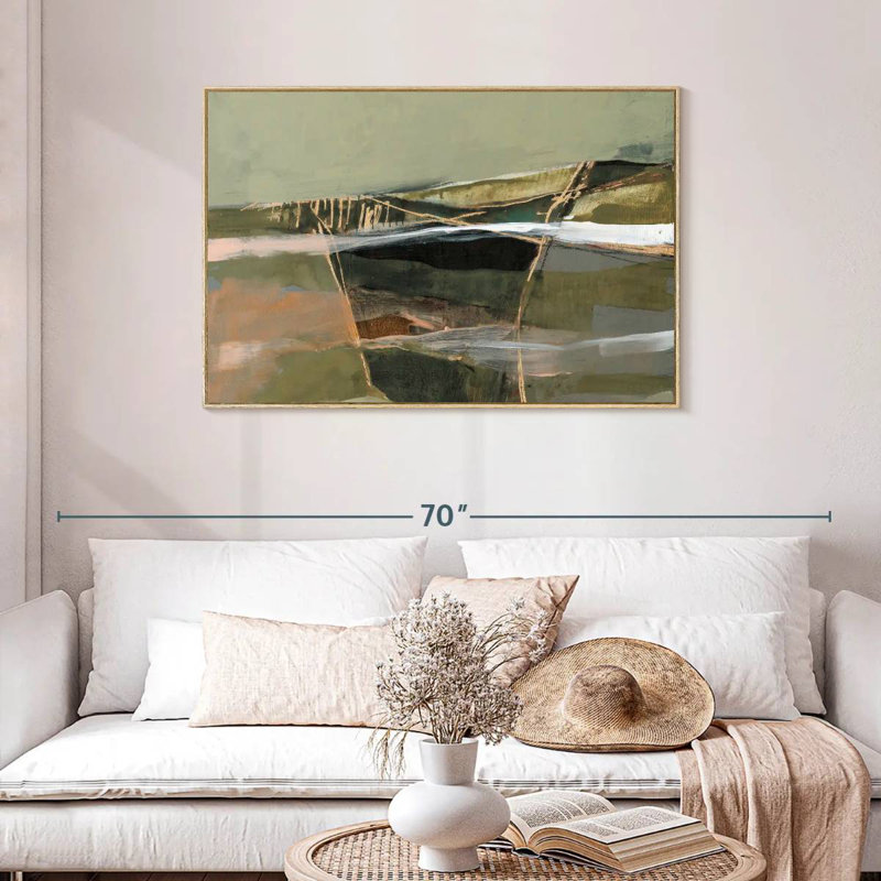 Horizon réfracté I, Cadre flottant en bois naturel, 43 po x 29 po