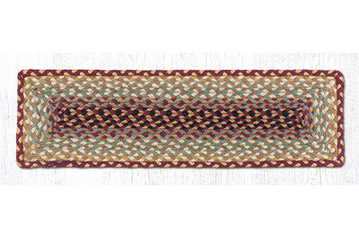 Tapis d'escalier rectangulaire couleur terre / gris / crème 27 po x 8,25 po