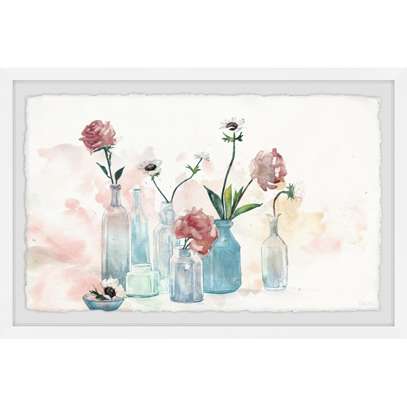 Blooms and Bottles Framed Canvas Print in 12" x 8"