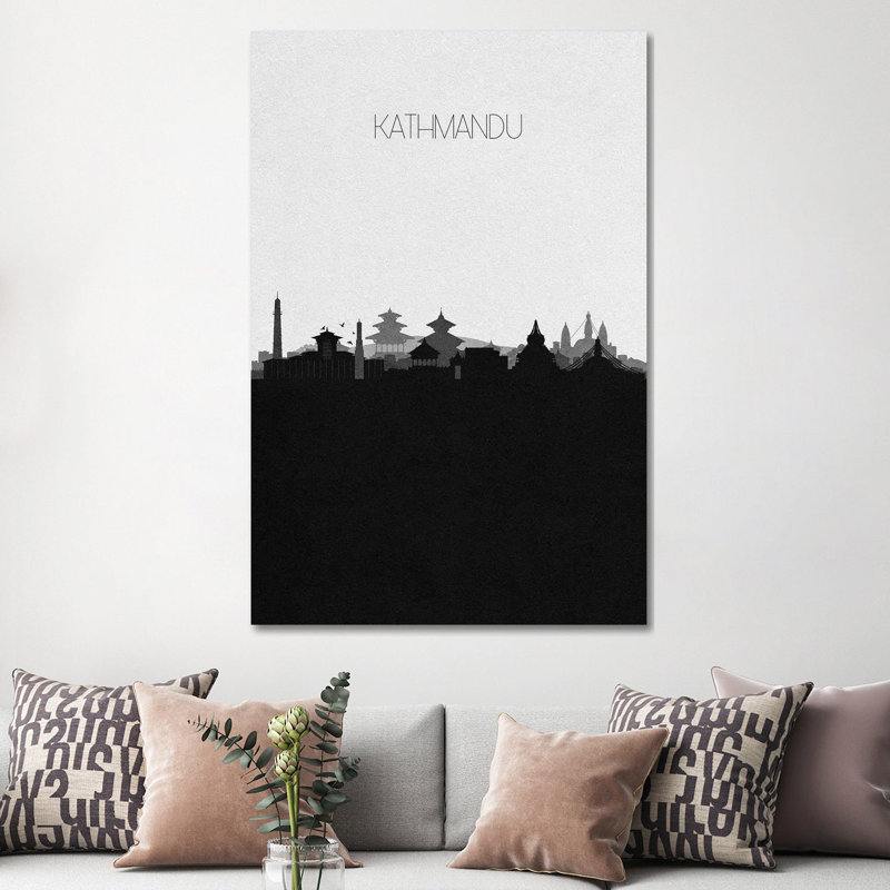Kathmandu, Nepal City Skyline by Ayse Deniz Akerman - Print on Canvas, Wrapped Canvas, 101.6 cm H x 66.04 cm W x 3.175 cm D