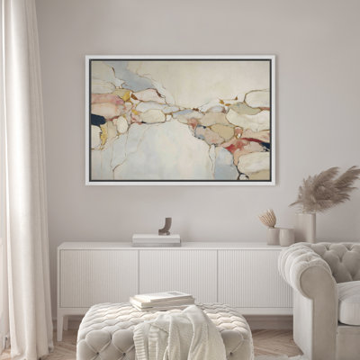 Modern Neutral Abstract Marble Vein Soft Beige Gold Wall Decor for Living Room Bedroom Framed Canvas Master Bedroom Wall Art Work Print