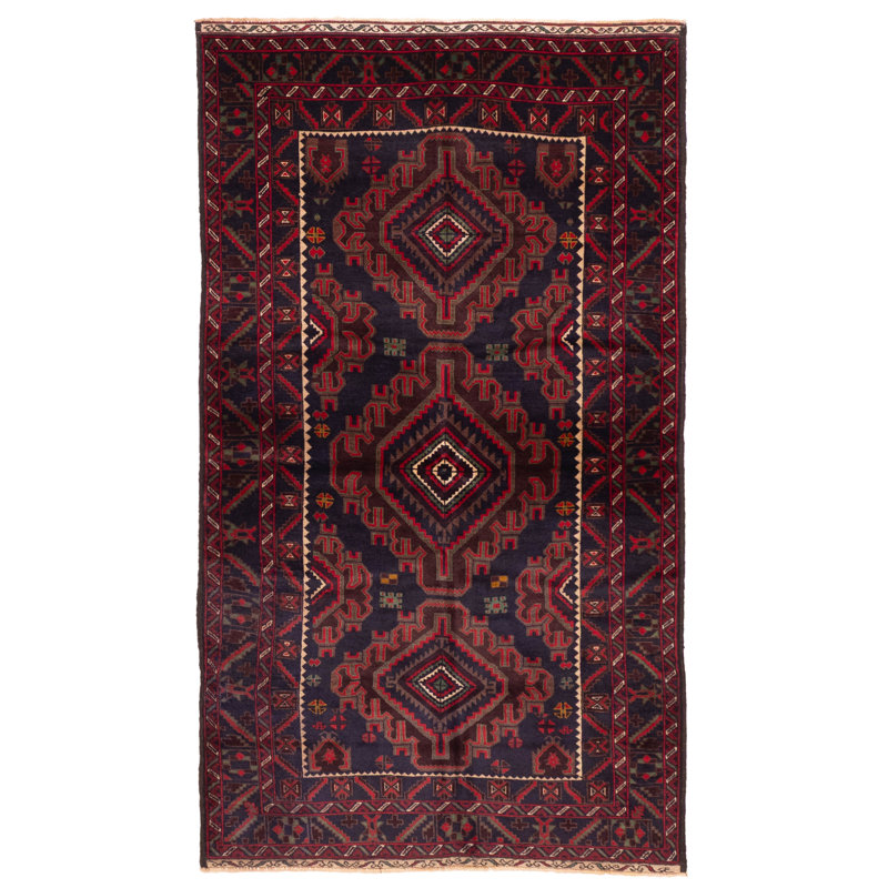 Tapis bleu marine Teimani 3 pi 5 po x 6 pi 2 po