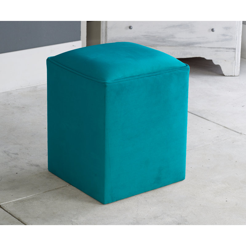 Henton 40 cm W Velvet Square Ottoman, Mallard