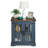  Keyaun 24"W Farmhouse Square End Table with Charging Station& Barn Glass Door, Adjustable Storage Shelf (Dark Blue Color)-362598807