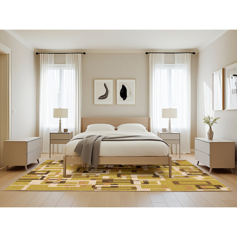 Performance Wool Geometric Indoor Rug, Rectangle 5' x 8'