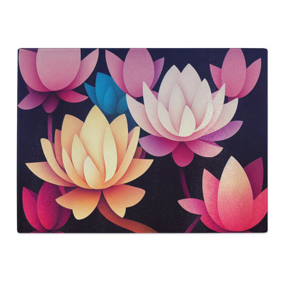 Inspirational Lotus Flowers  Glass Chopping Board