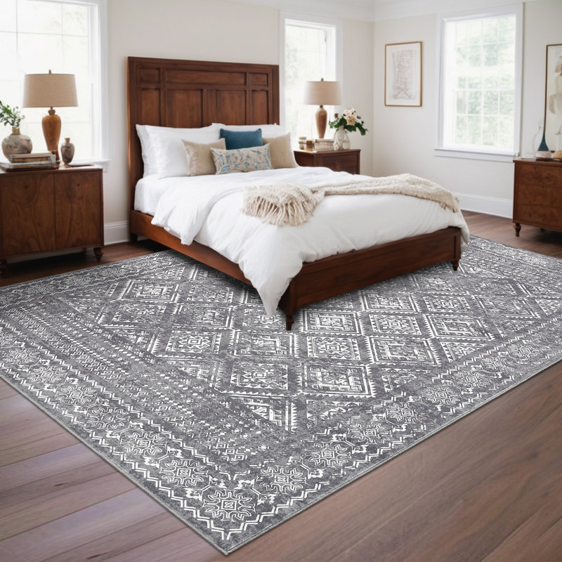 Elegant Oriental Machine Washable Rug with Rubber Anti-Slip Backing Ideal for Living Room, Dining Room, Bedroom, Office & Playroom