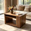 Table basse extensible en noyer avec rangement dissimulé, table basse moderne pour canapé, noyer-346681445