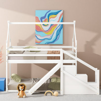 Lit mezzanine ou superposé avec glissade et escalier Safe House Design