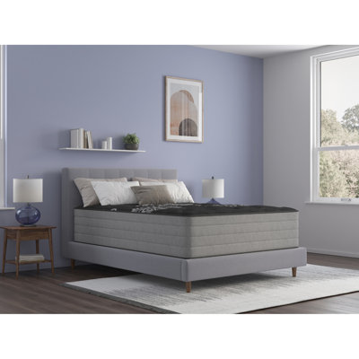 Lit simple simple TG de taille moyenne 14 po, housse de glace pour enlever la chaleur corporelle, 2 po avec argent et graphite pour l'assouplissement, ressorts enveloppés non reposés 14 po, housse, effet de refroidissement,