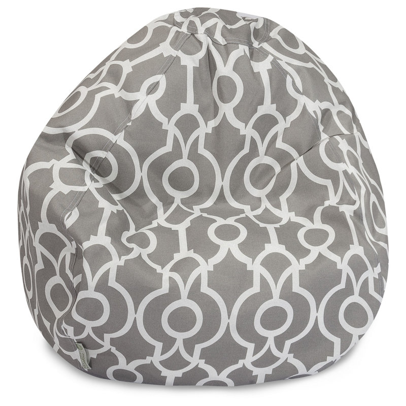 Polyester Bean Bag Chair & Lounger, 22'' H x 28'' W x 28'' D, Gray Geometric 3