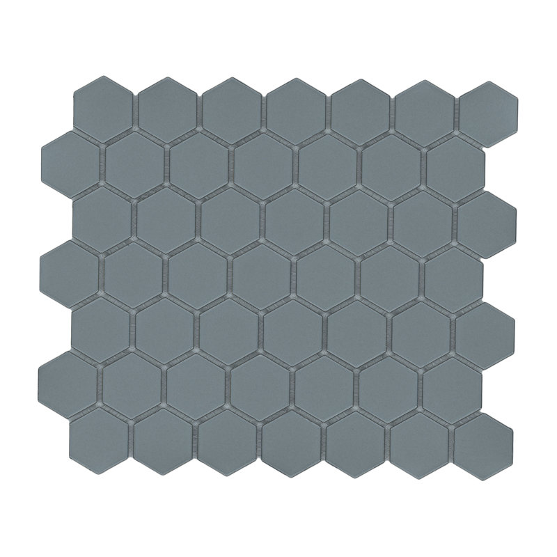 Blue Maris Hexagon 10 in. x 11 in. Glossy Porcelain Mosaic Floor and Wall Tile