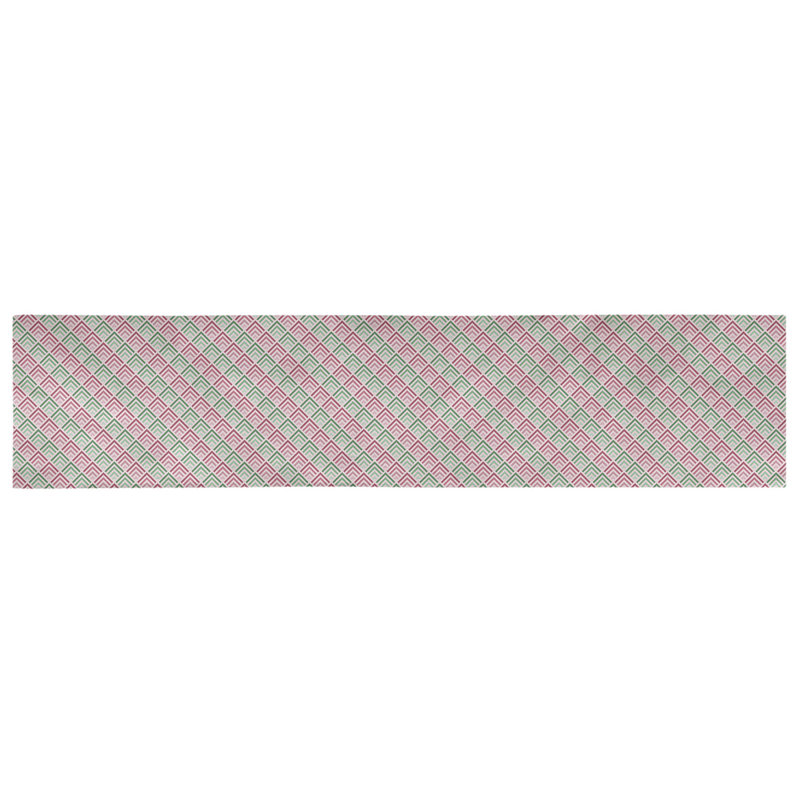Chemin de table géométrique Avicia, 73,5 po x 17,5 po, Rose / Vert, Coton