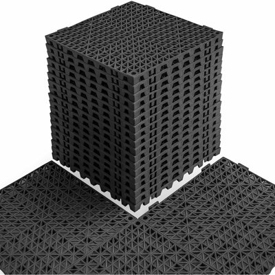 Modular Interlocking Floor Mats – Soft PVC Non-Slip Drainage Tiles For Deck, Shower, Pool, Basement, Shed, Indoor And Outdoor Use