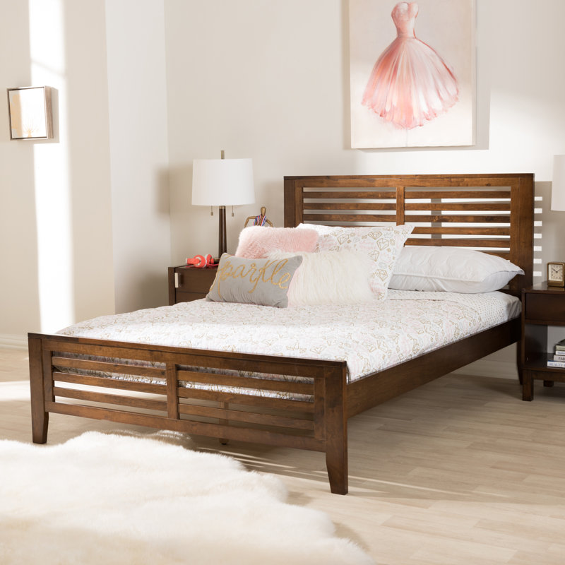 Vitto Solid Wood Slat Bed, Walnut