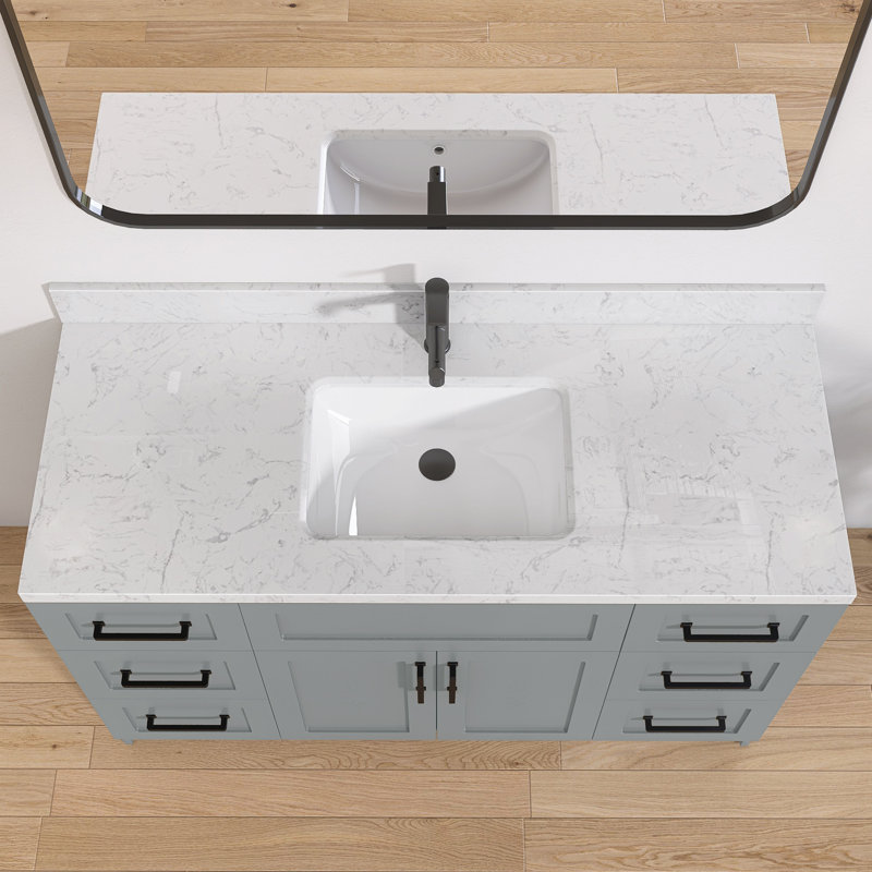 48 po X P 22 po Dessus de meuble-lavabo rectangulaire en pierre D