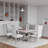 Glam White Velvet High Back Dining Chairs With Mirrored Silver Legs Set Of 6