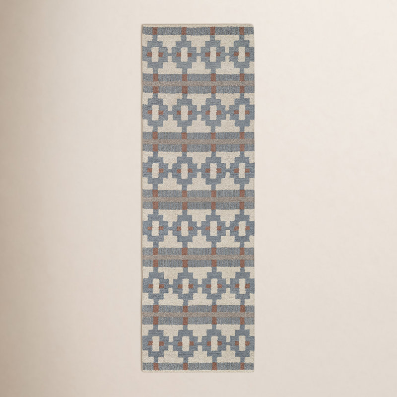 Tapis rectangulaire en laine Elsey, Tapis de couloir 2 pi 6 po x 8 pi