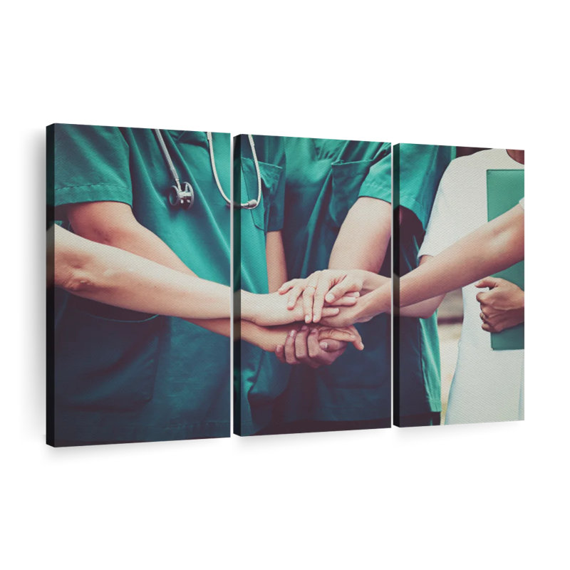 Ensemble de 3 pièces de l'équipe médicale sur toile, H 48 po x l 74 po x P 1,25 po