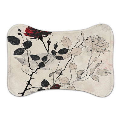 Minimalist Red Floral Designs - Tapis d'alimentation en os 1 pièce