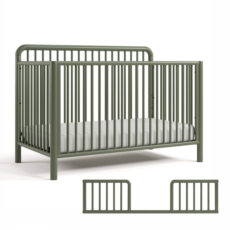 Porto Deluxe 5-in-1 Convertible Crib with Bonus Toddler Guardrail , Olive