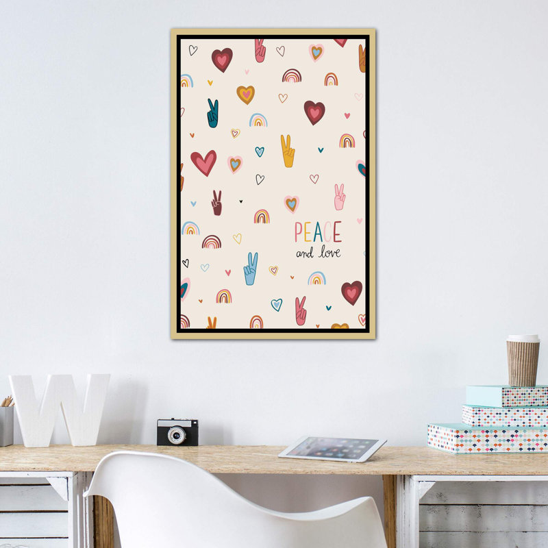 Art vi vibes, H 40 po x l 26 po x P 1,5 po, Toile encadrée d'or