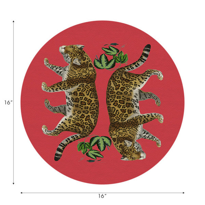 Leopard Seeing Double Pebble 16" Vinyl Placemat, Crimson