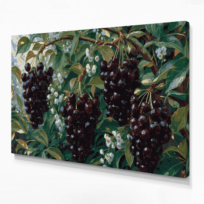 Art mural sur toile noir Fruit Chokecherry, H 24 po x l 36 po