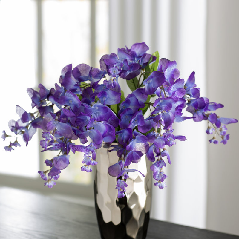 19" H Polyester Artificial Wisteria Bush with Flexible Stems, Bushes and Sprays, Lavender