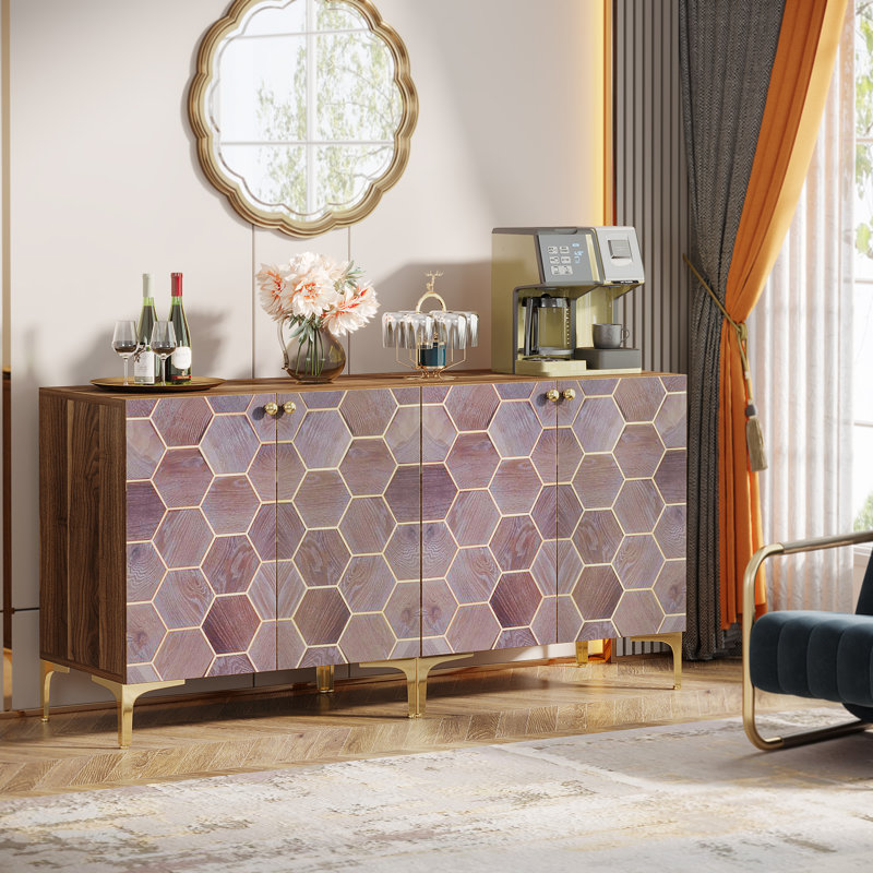 Armoire de rangement moderne Arkaitz, Mauve / Brun