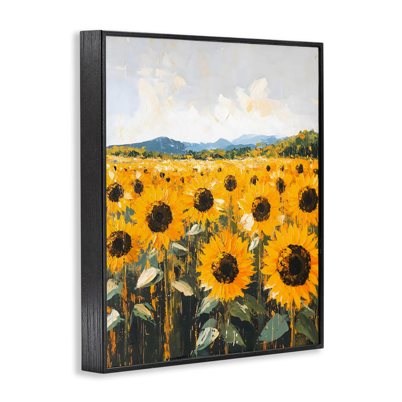 «Endless Sunflowers Meadow», estampe numérique, design par Creative Studio, H 14 po x l 11 po, Giclée encadrée noir minuit