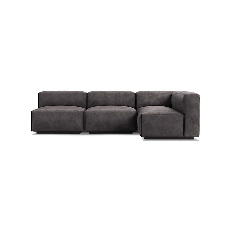 Cleon Modular Sectional, Camel Genuine Leather, Right Hand Facing