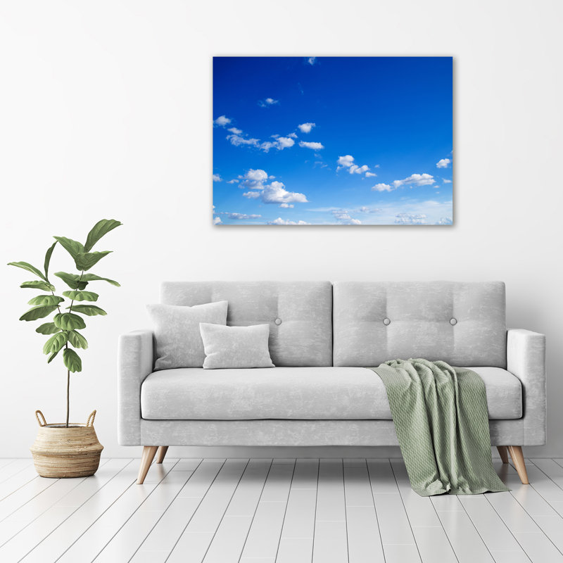 Glass Print Wall Art 100X70cm Image Printed On Glass Decorative Wall Picture Behind Toughened / Tempered Safety Real Glass For Kitchen & Living Room Theme:Clouds In The Sky