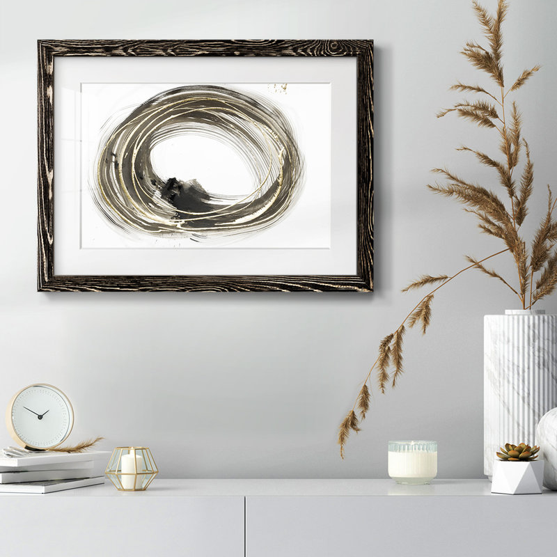Golden Golden Circles I, impression sur papier, Noir, H 26 po x l 38 po x P 1,5 po