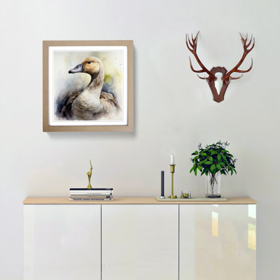 Goose Watercolour - Single Picture Frame Print on Wood