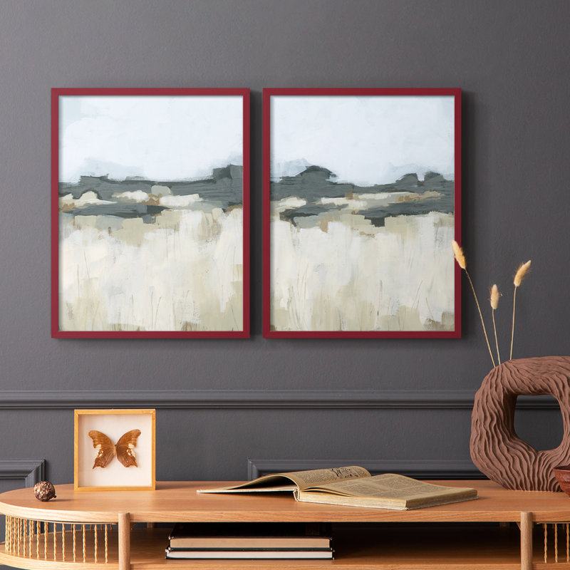 «Brushstroke Badlands I», reproduction encadrée de qualité supérieure - prête à être accrochée - aucun clou requis - aucun clou requis