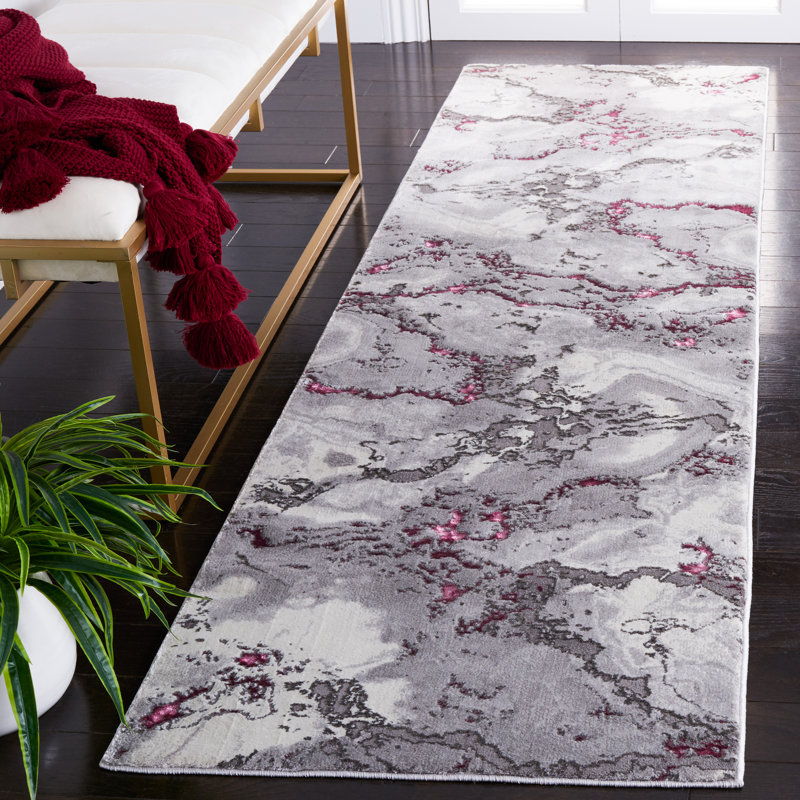 Tapis gris / rouge Bowersville Craft 800, Tapis de couloir 2 pi 3 po x 8 pi